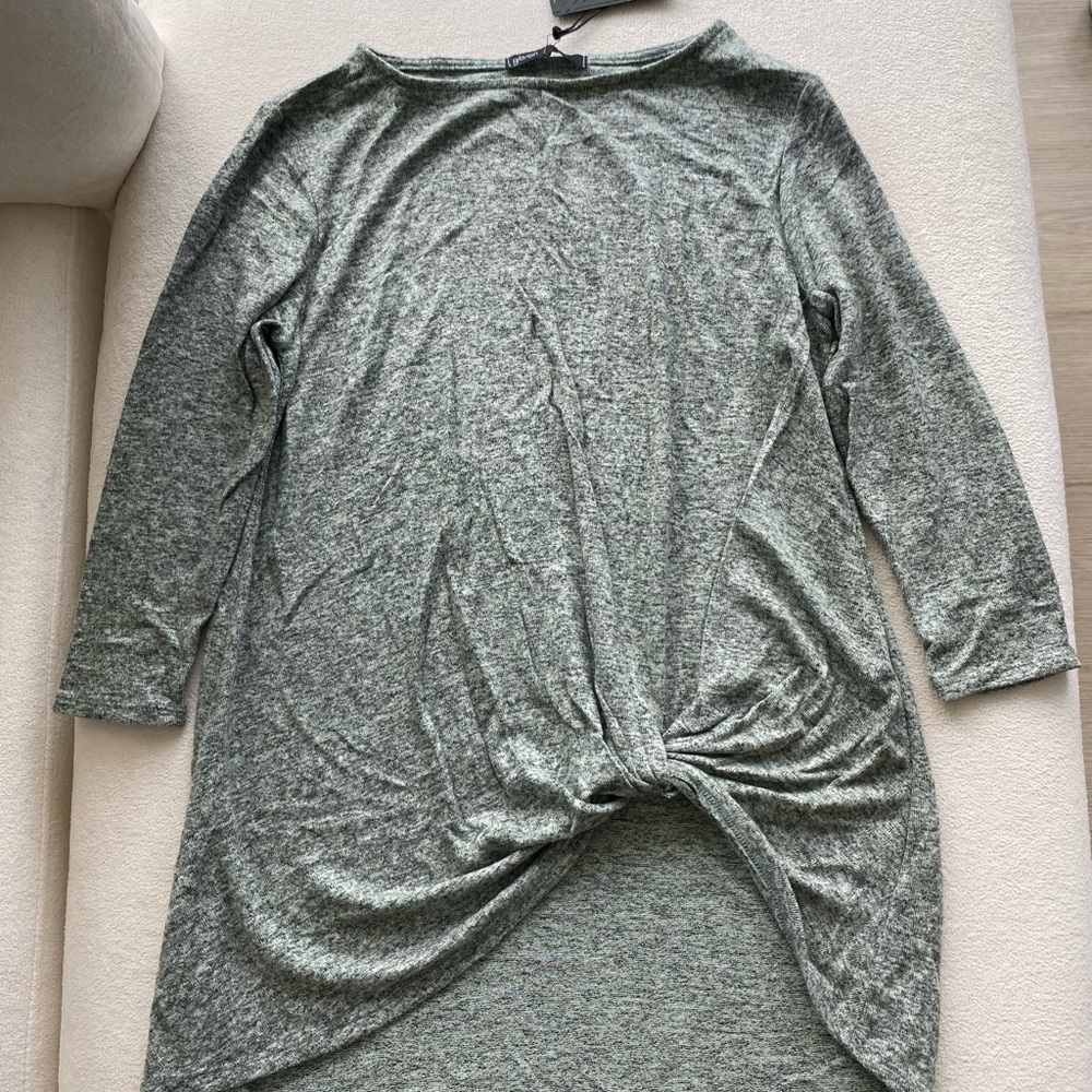 Gibson Heather Green Knotted Tunic